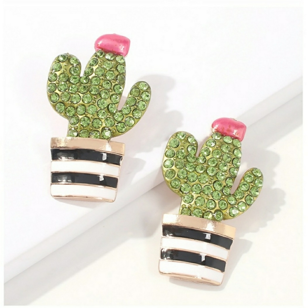 Cactus Stripe Gold Earrings